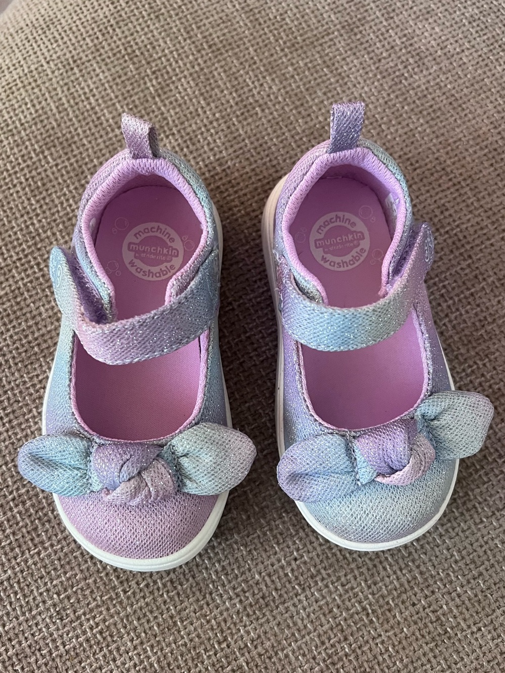 Stride Rite Munchkin Pastel Purple & Light Blue Mary Jane Shoes with Bow